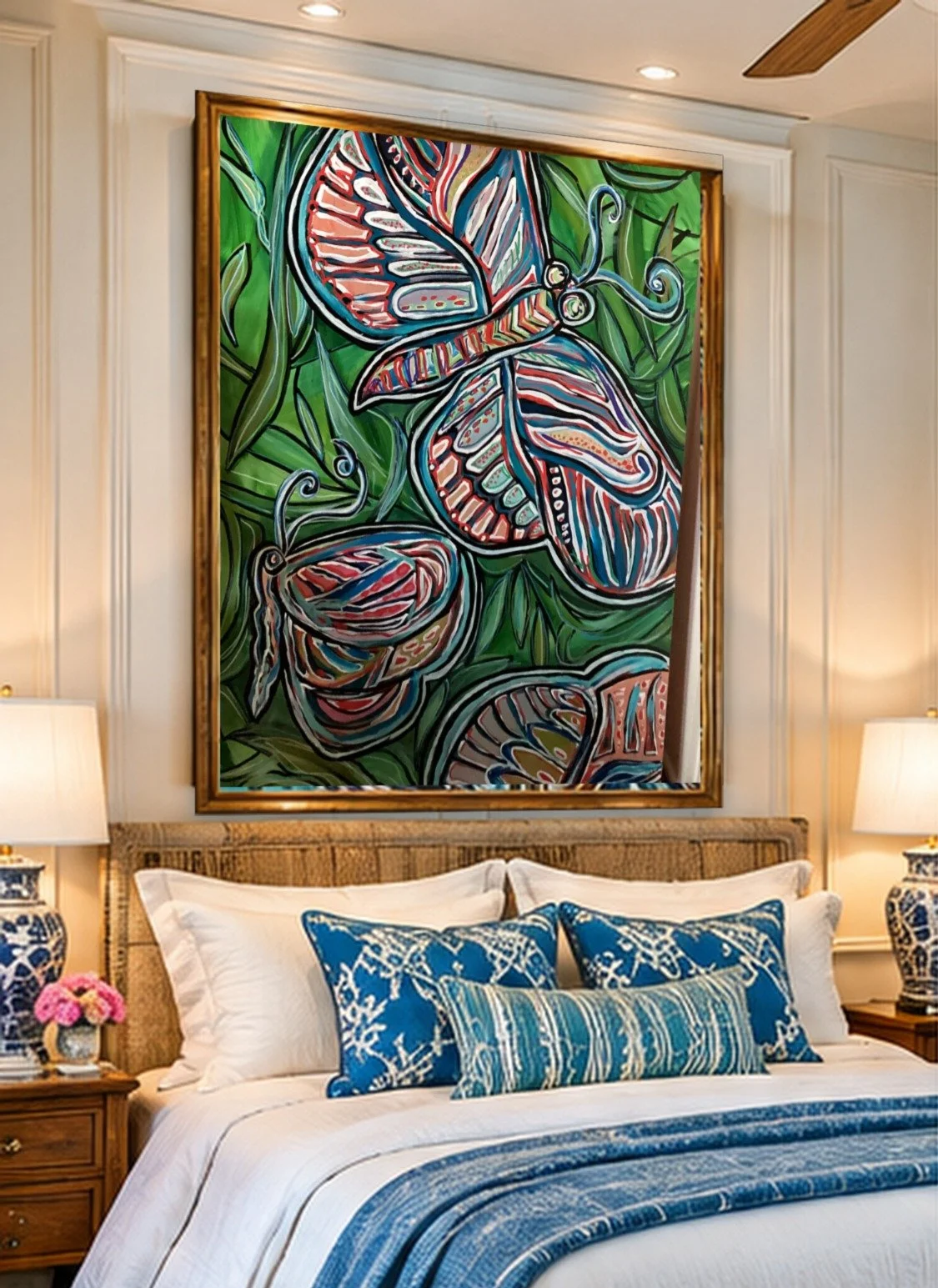 0126_Butterflies-Green-Leaves_30x40in_Bedroom.jpg