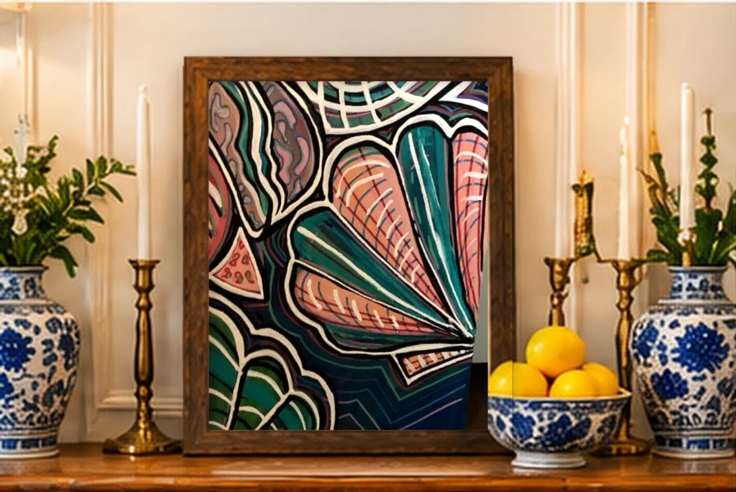 0043_Tropical-Leaves-Shells-Pattern_16x20in_Dining-Room.jpg