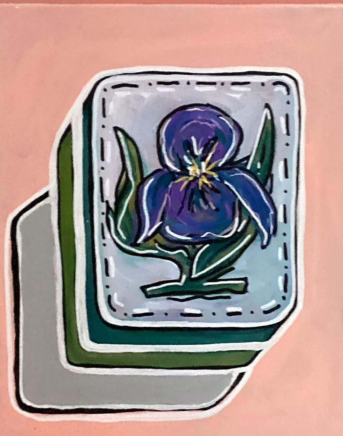 0003_Mahjong-Tile-Purple-Flower_11x14in.jpg