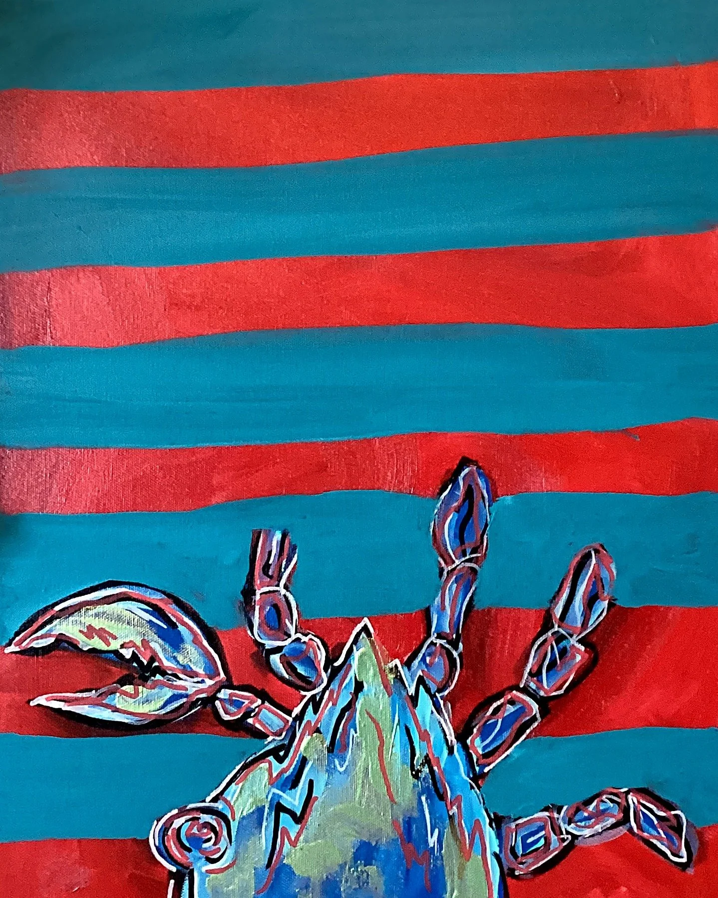0033_Blue-Crab-Red-Teal-Stripes_16x20in.jpg
