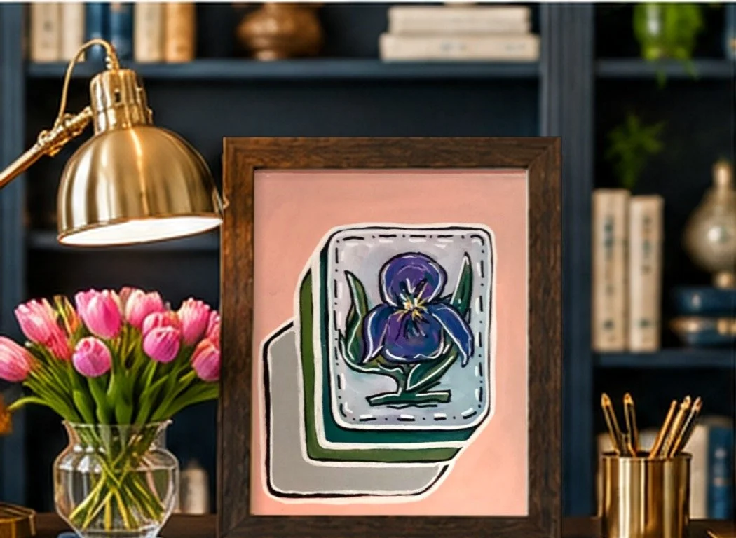 0003_Mahjong-Tile-Purple-Flower_11x14in_Office.jpg