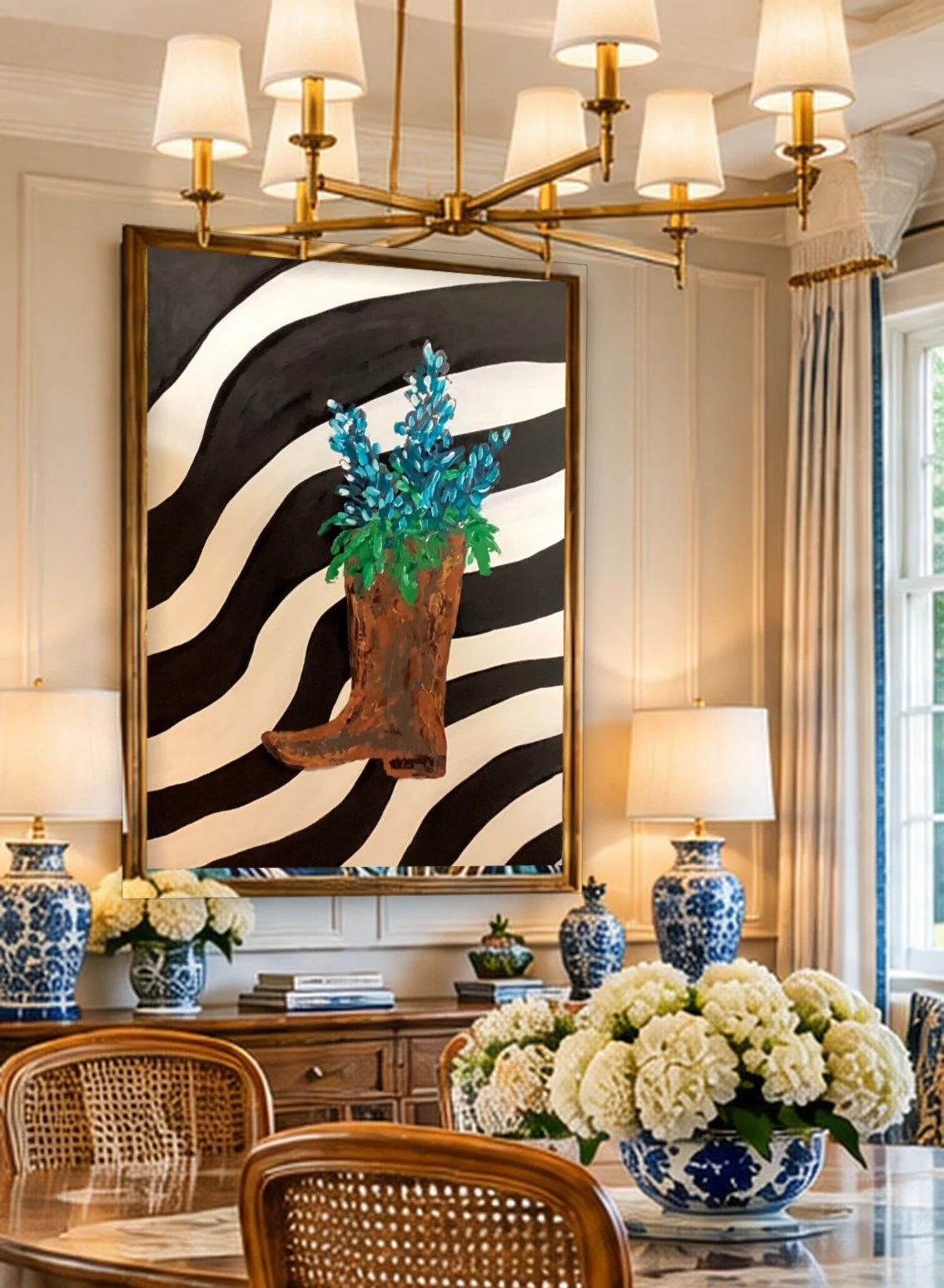 0117_Bluebonnet-Boot-Zebra_27x39in_Dining-Room.jpg