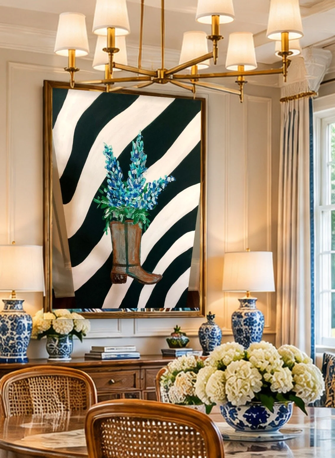 0119_Bluebonnet-Boot-Zebra_27x39in_Dining-Room.jpg