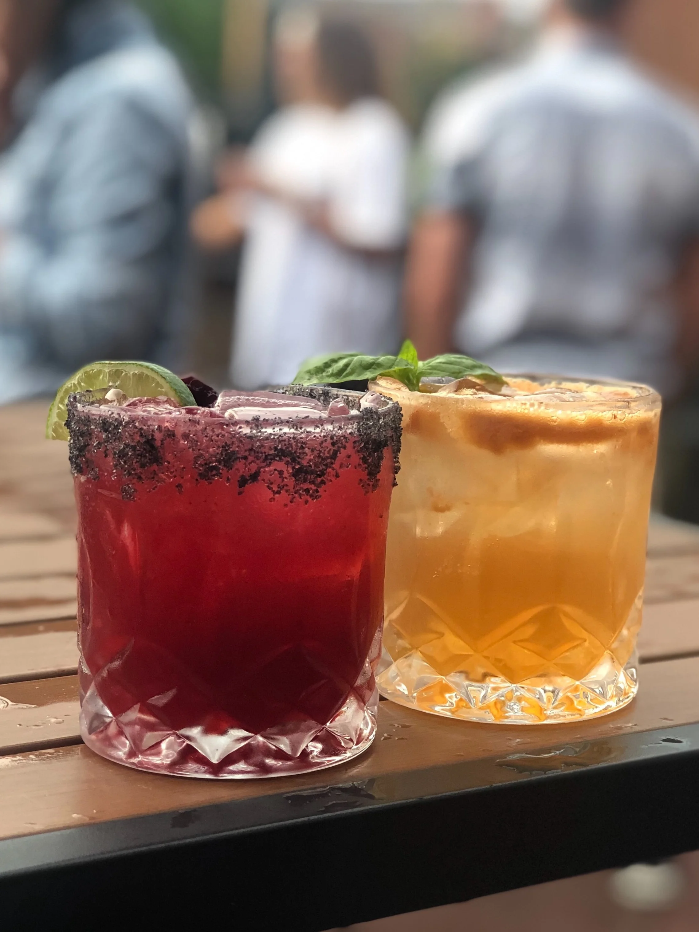 Black Cadillac Margarita (left) and Bulleit Basil Smash (right), Craft Cocktails
