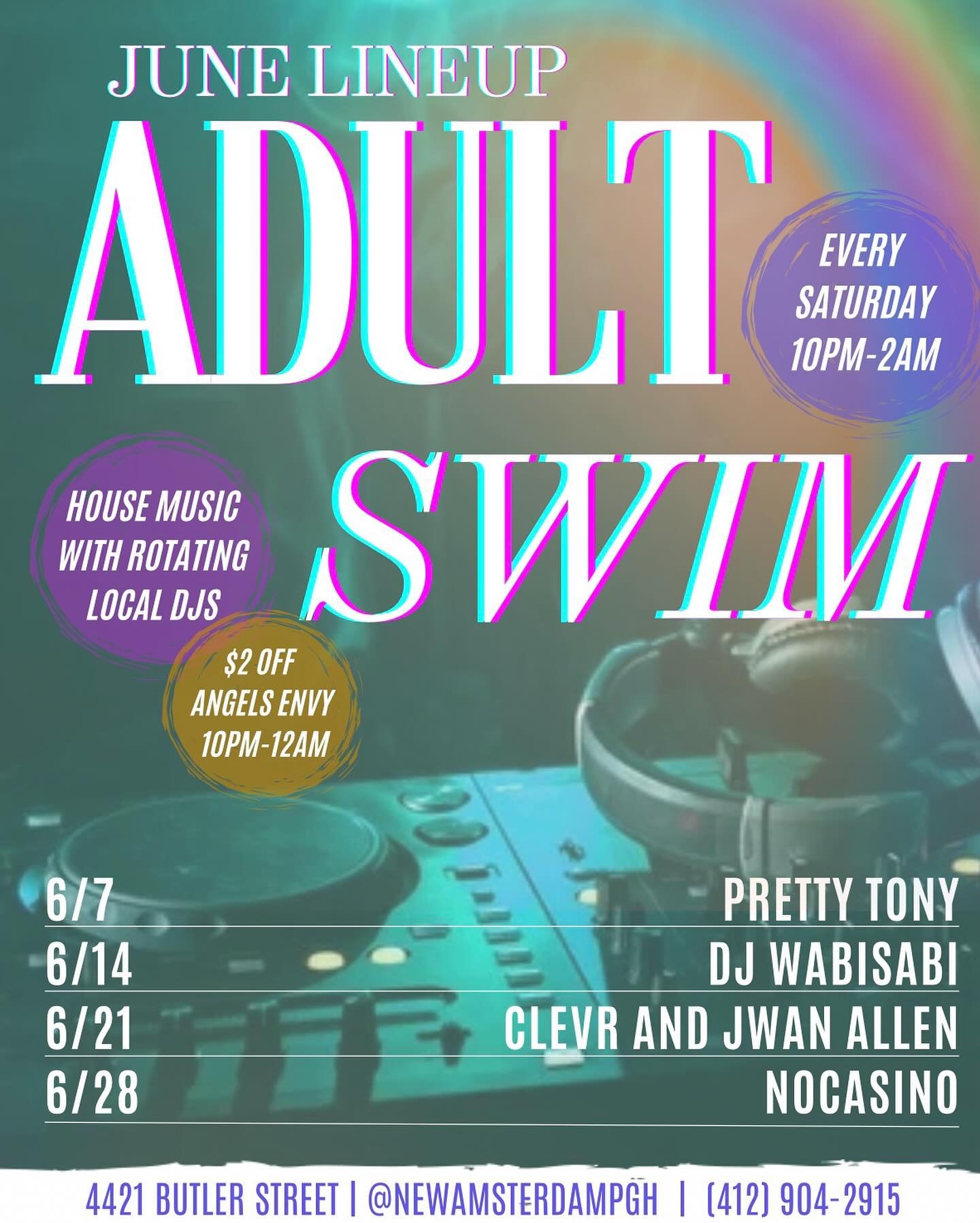 ADULT SWIM: June Edition. Come swim. House Music by local DJs every Saturday.🪩 

#housemusic #pghmusic #pghdj #dj #pghevents #saturdaynight #pghlatenight #pghbars #pghlocal #drinkpgh #lvpgh #lawrencevillepgh