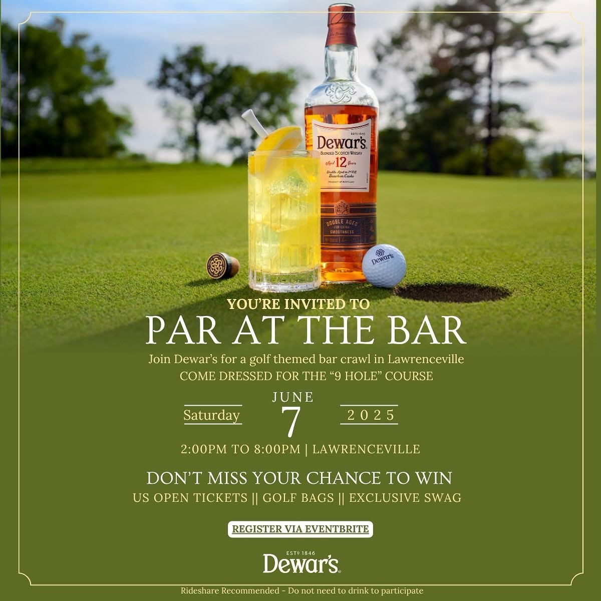 We&rsquo;re excited to be a part of the @dewars Par at the Bar crawl this Saturday! We are hole 6, come see us as well as all of our wonderful participants neighbors! Tee time for our stop is at 6pm!