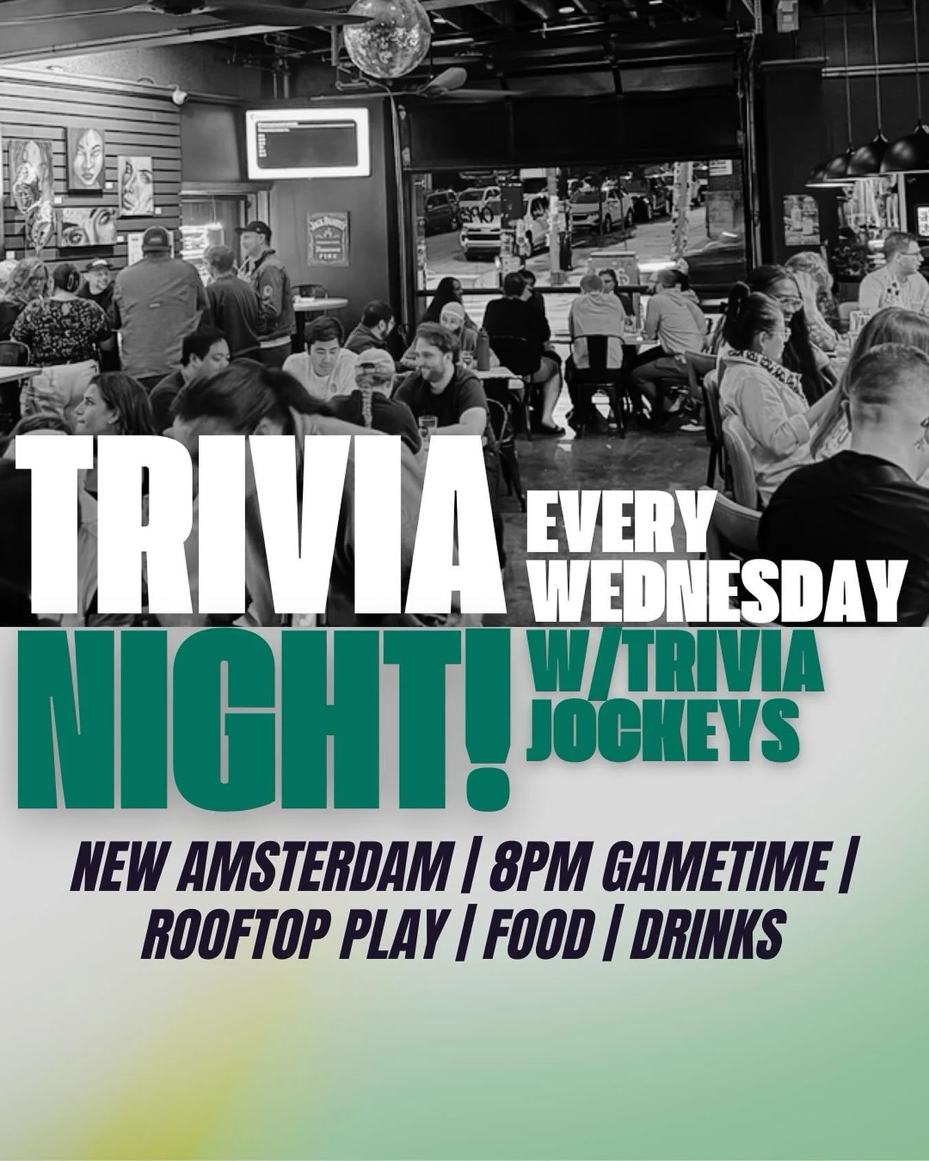 Wednesday Nights Are For Trivia! 🤓 @triviajockeys takes over the booth from 8-10pm, play in the downstairs bar or on the rooftop patio! 🌆 Tell the team to come hungry, @coldfriendskitchen is cooking all night! 🍔 
#trivia #pghtrivia #trivianight #