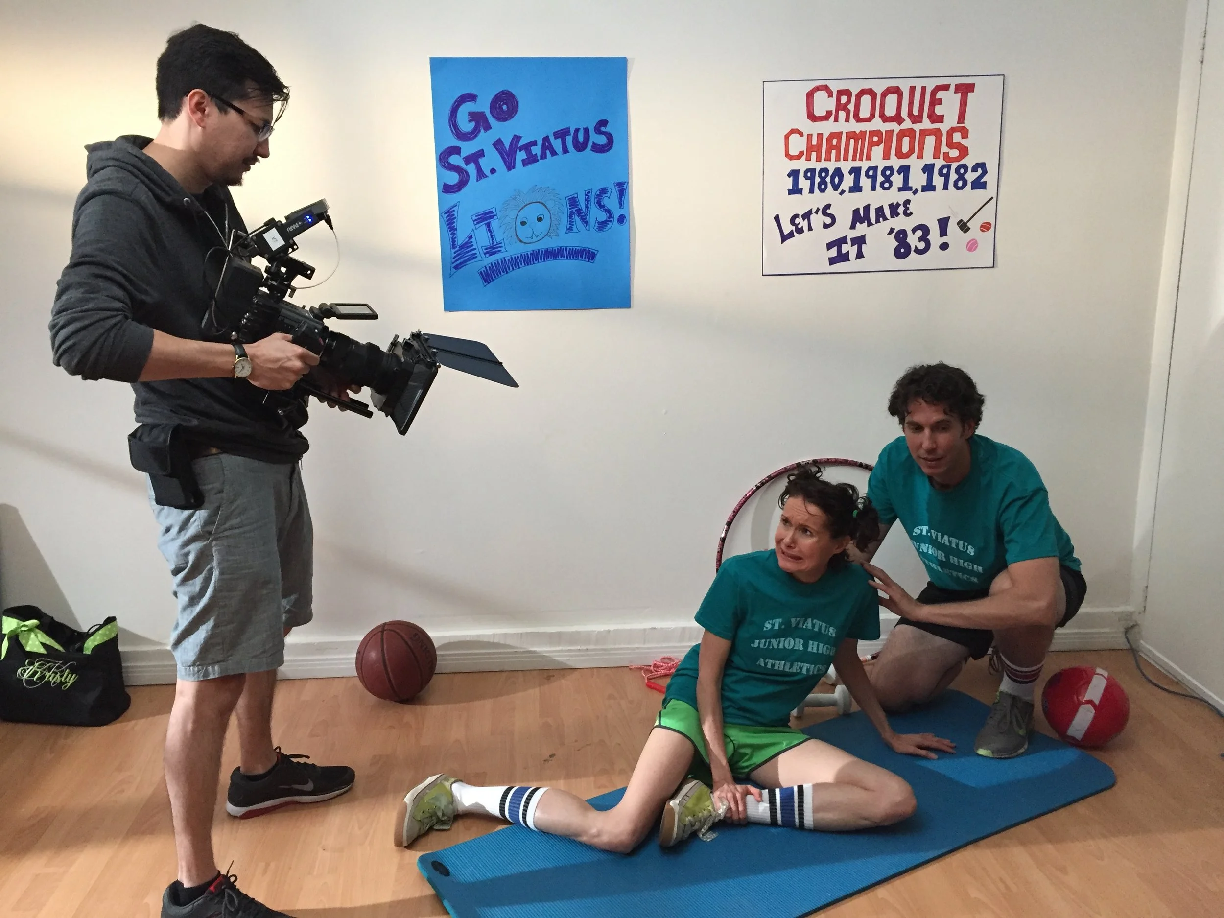 Left to Right: DP Rob Sholty, Maura Knowles as Mac, James Liebman as Jack.