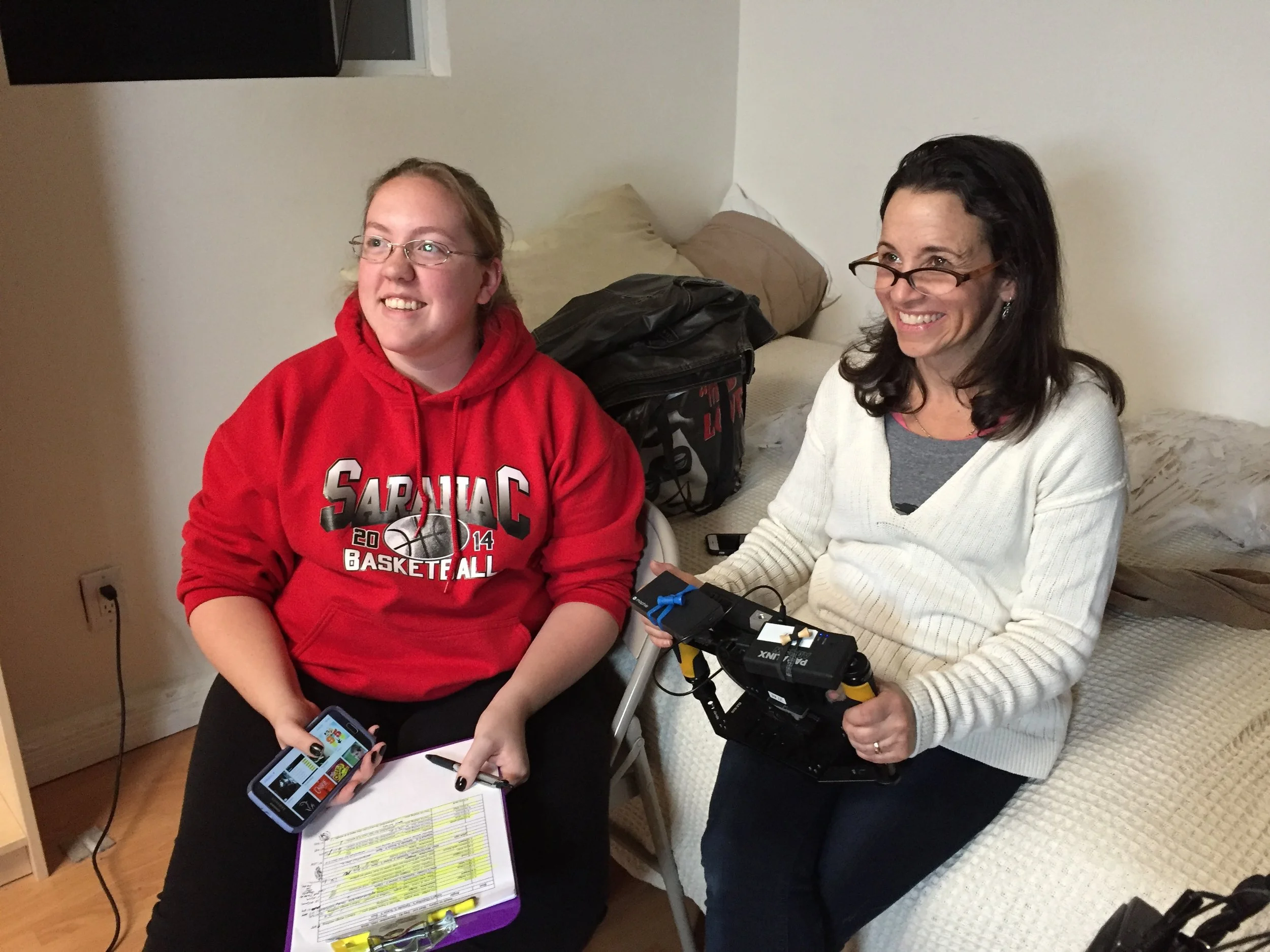 Left to Right: 1st AD Kristy Priest and Director Jennie Fahn. 