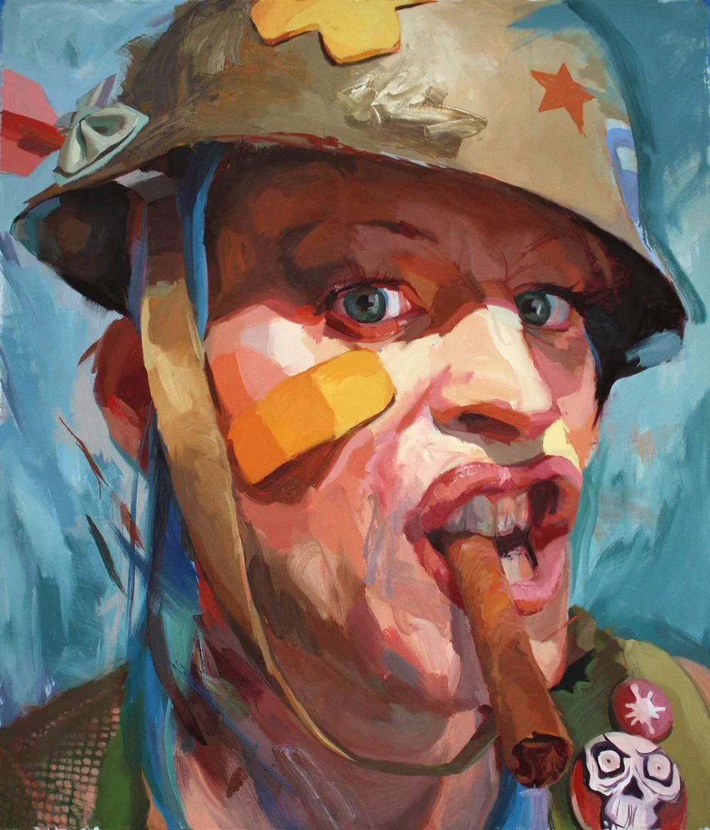 Jo Hay, Tank Girl, Oil on canvas 84 x 72"