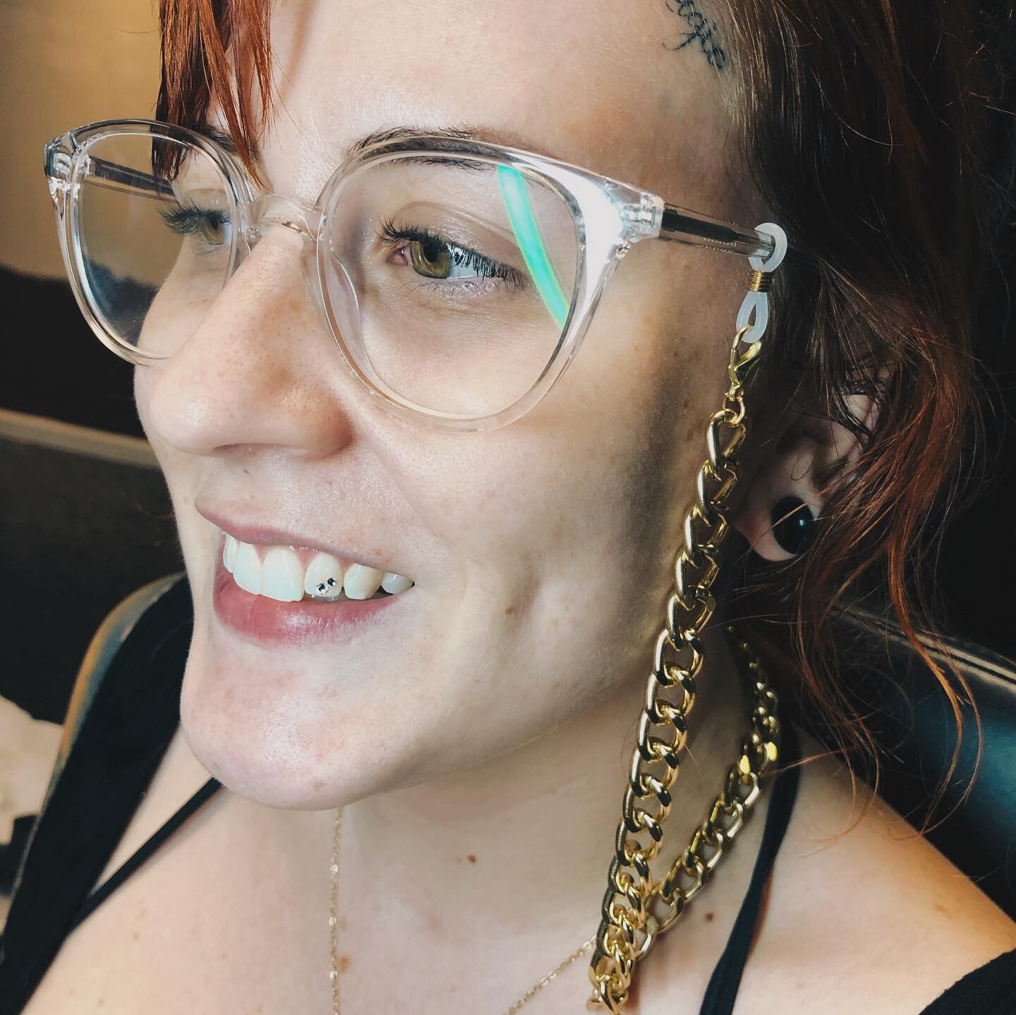 Tooth gems on @ashley0nfire . We did a Swarovski set and an opal moon &amp; Swarovski pair. Tooth gems start at $60 @newamericantattooco .
.
#toothgembaltimore #baltimoretoothgem #toothgemsbaltimore #toothgemmaryland #marylandtoothgems #baltimoretoot