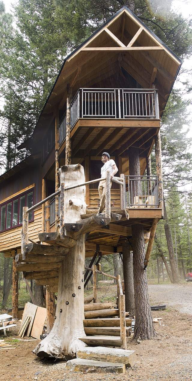 John Colliander of West Glacier built the spiral staicase for this treehouse that will be featured on the DIY Network next week.