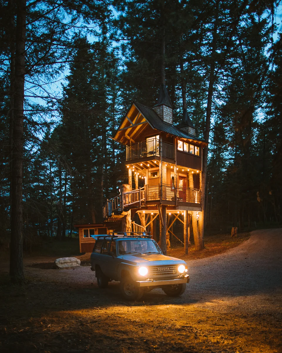 The treehouse at night is a magical place.