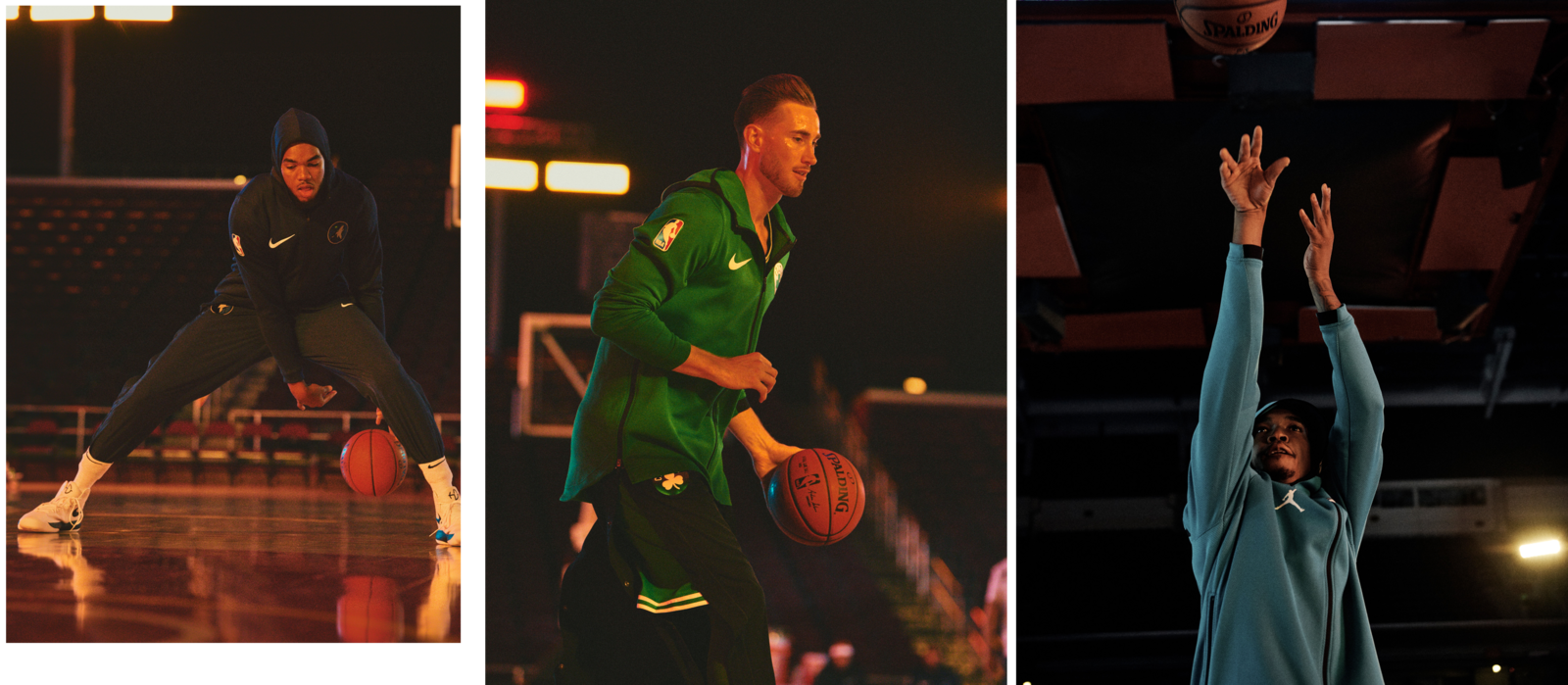 From left: Karl-Anthony Towns of the Minnesota Timberwolves, Gordon Hayward of the Boston Celtics, Malik Monk of the Charlotte Hornets 