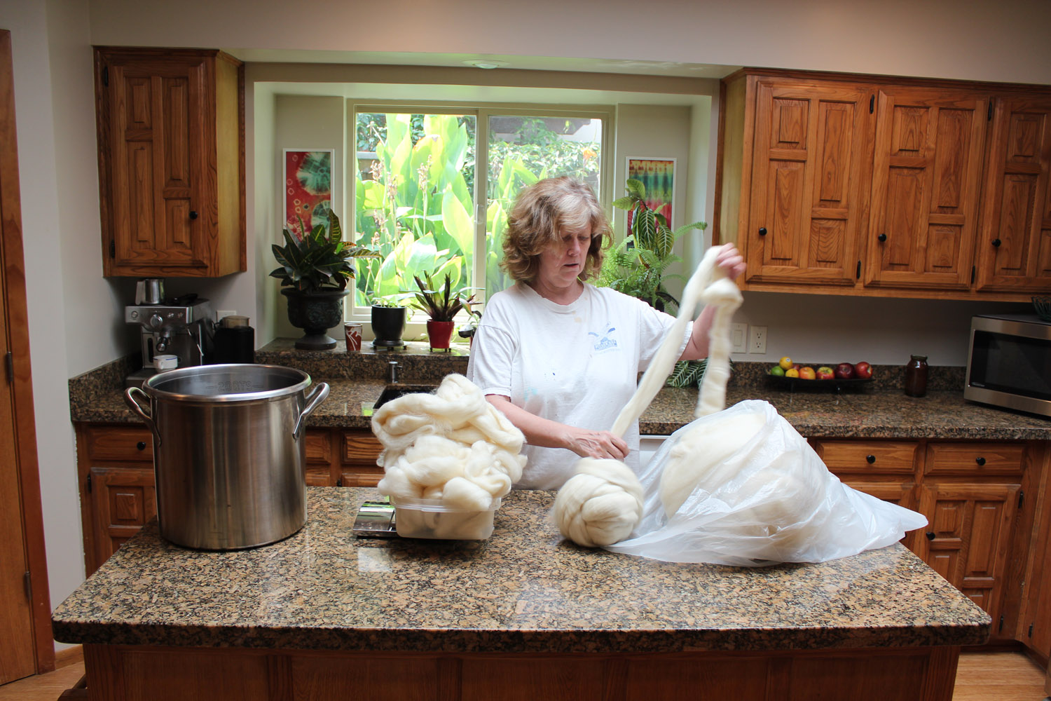 Weighing the wool.