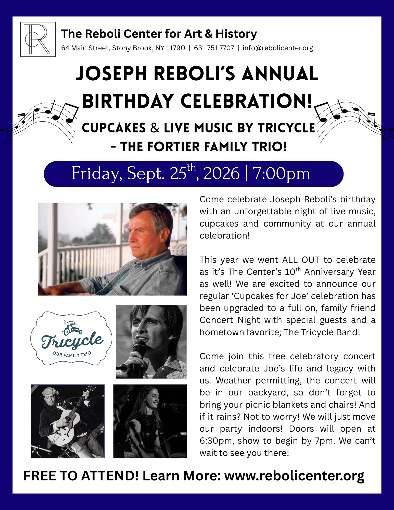 THE TRICYCLE BAND LIVE AT THE REBOLI CENTER | AT 'CUPCAKES FOR JOE!' An Annual Birthday Celebration