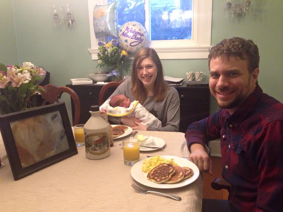 Pancake Day 2015. Our first pancake day as parents! Titus was 5 days old. 