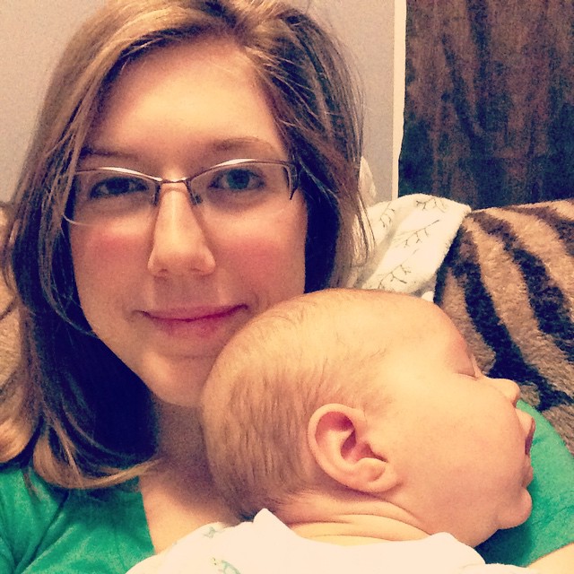 The closest picture I have to mother's day last year, a 3:30 AM snapshot post-feeding this Tiny Titus!