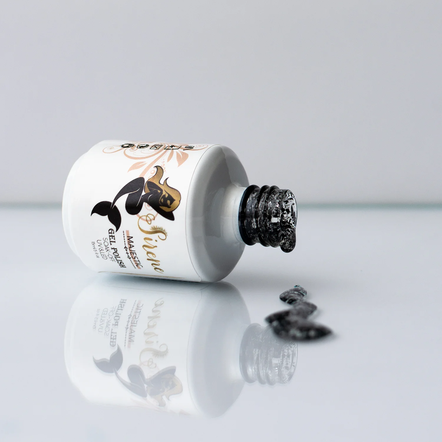 Sirene Majestic Black with Silver Glitter Gel Polish 1862