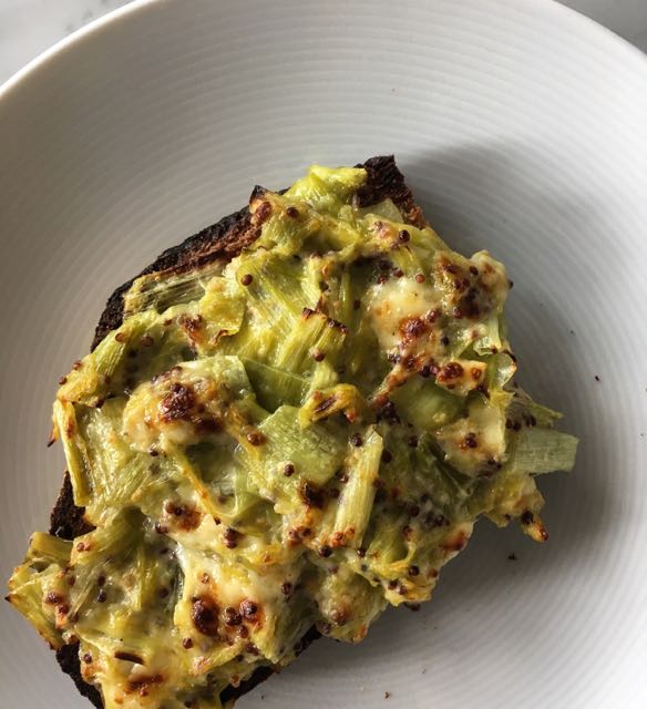 Leeks with mustard and Caerphilly Photo ©Evie Saffron Strands