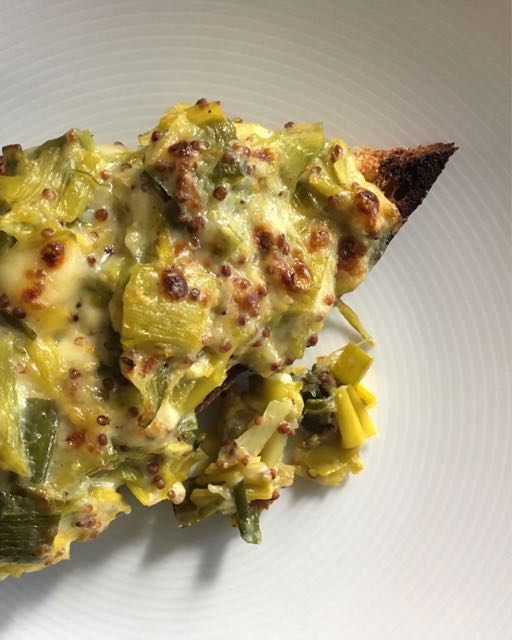 Leeks with Caerphilly and mustard made according to the recipe in The Sunday Night Book by Rosie Sykes Photo and recipe ©Evie Saffron Strands