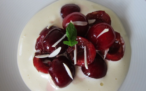 Cherries with almonds & Sabayon Photo ©Evie Saffron Strands
