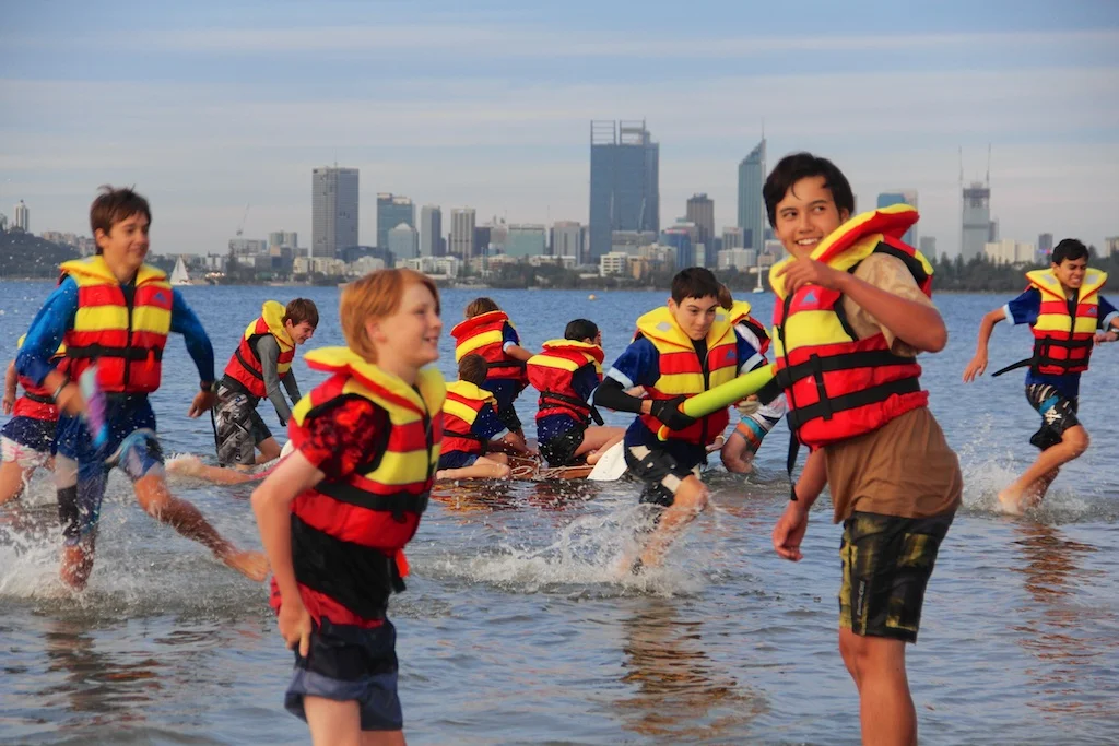 Scouts rafting at Waylen Bay