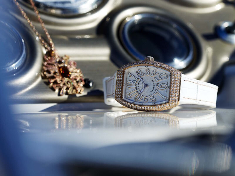 Franck Muller Franck Muller Tonokervex Koo 7502QZD K18WG Solid Genuine Diamond Women's Watch Quartz Pink