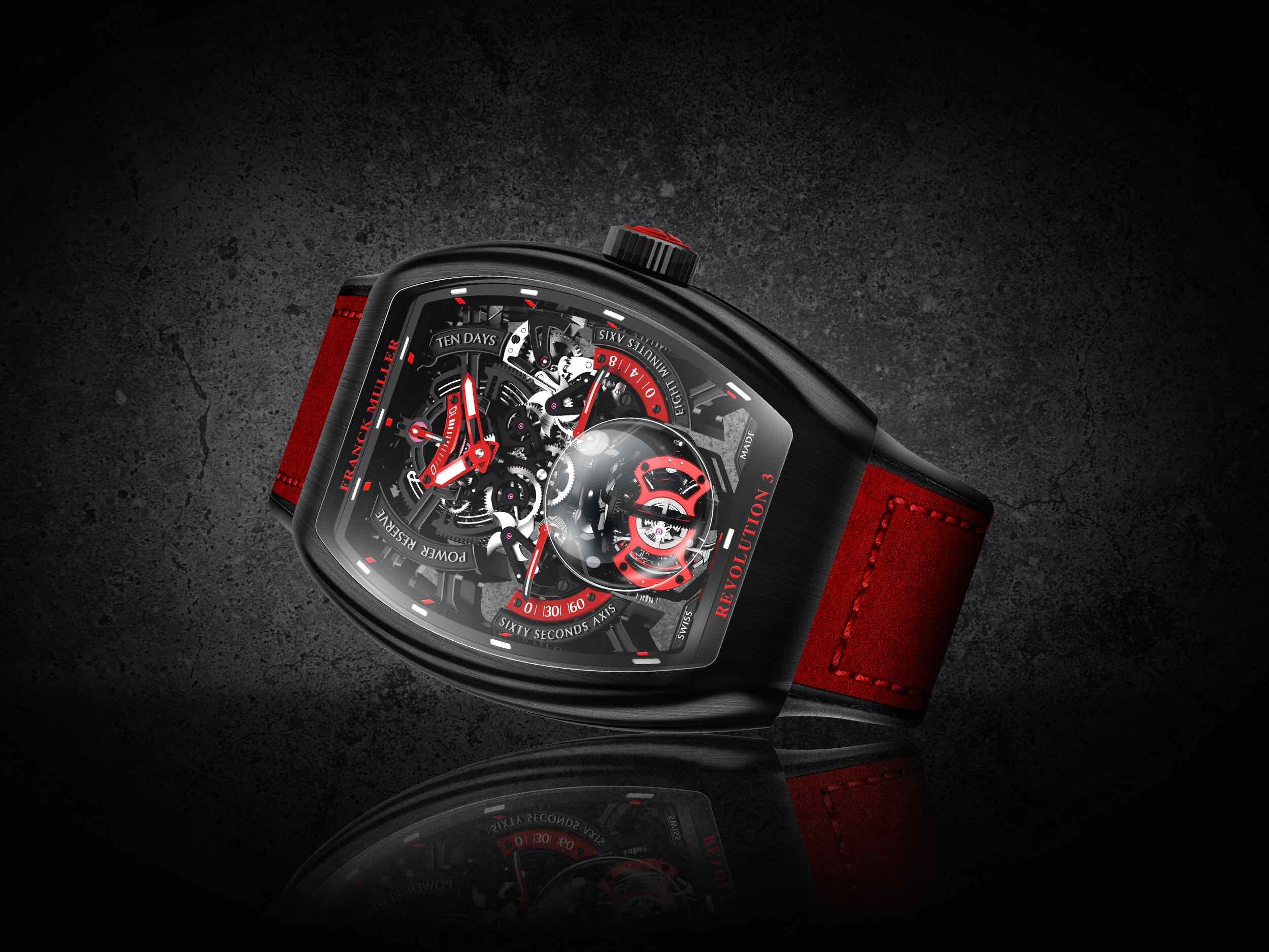 Franck Muller Vanguard Crazy Hours Red Titanium Case Leather Strap Unisex Watch V 45 CH TT BR (ER)