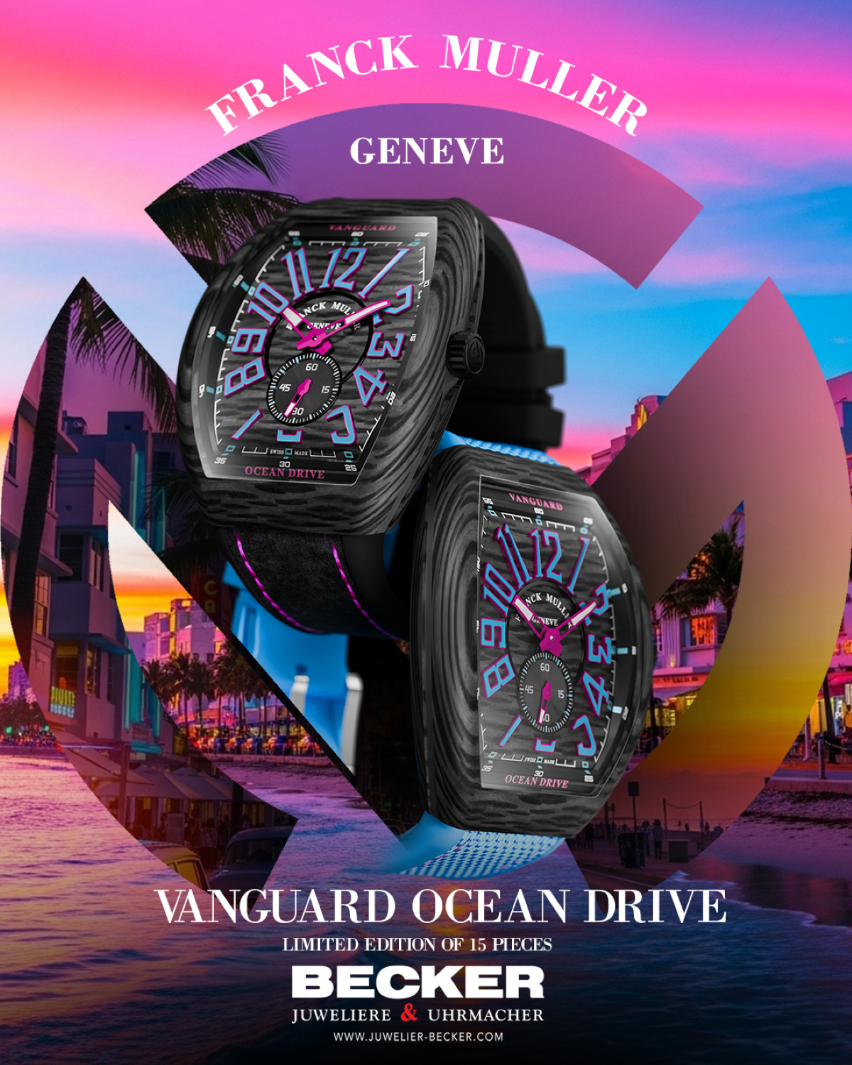 Franck Muller Vanguard Ocean Drive carbon case close view