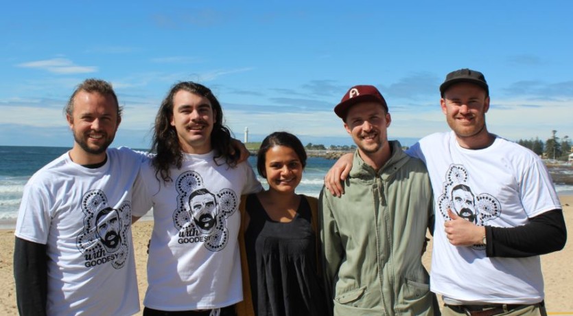 2015 YARN Sixty Thousand Coordinator from left Tim Pembroke with one of the Artist and Members of the T-Shirt 'With Goodesy' Campaign Team.