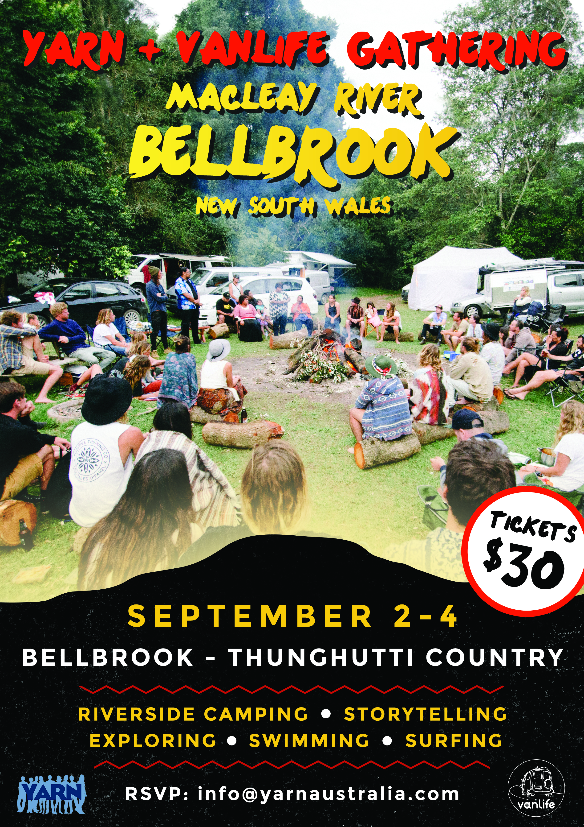 2016 SEPTEMBER - YARN Australia & Vanlife Gathering in Bellbrook at Georges Creek on Thunghutti Country. Enjoyed Stories by Elders, Camping, Exploring, and Swimming.