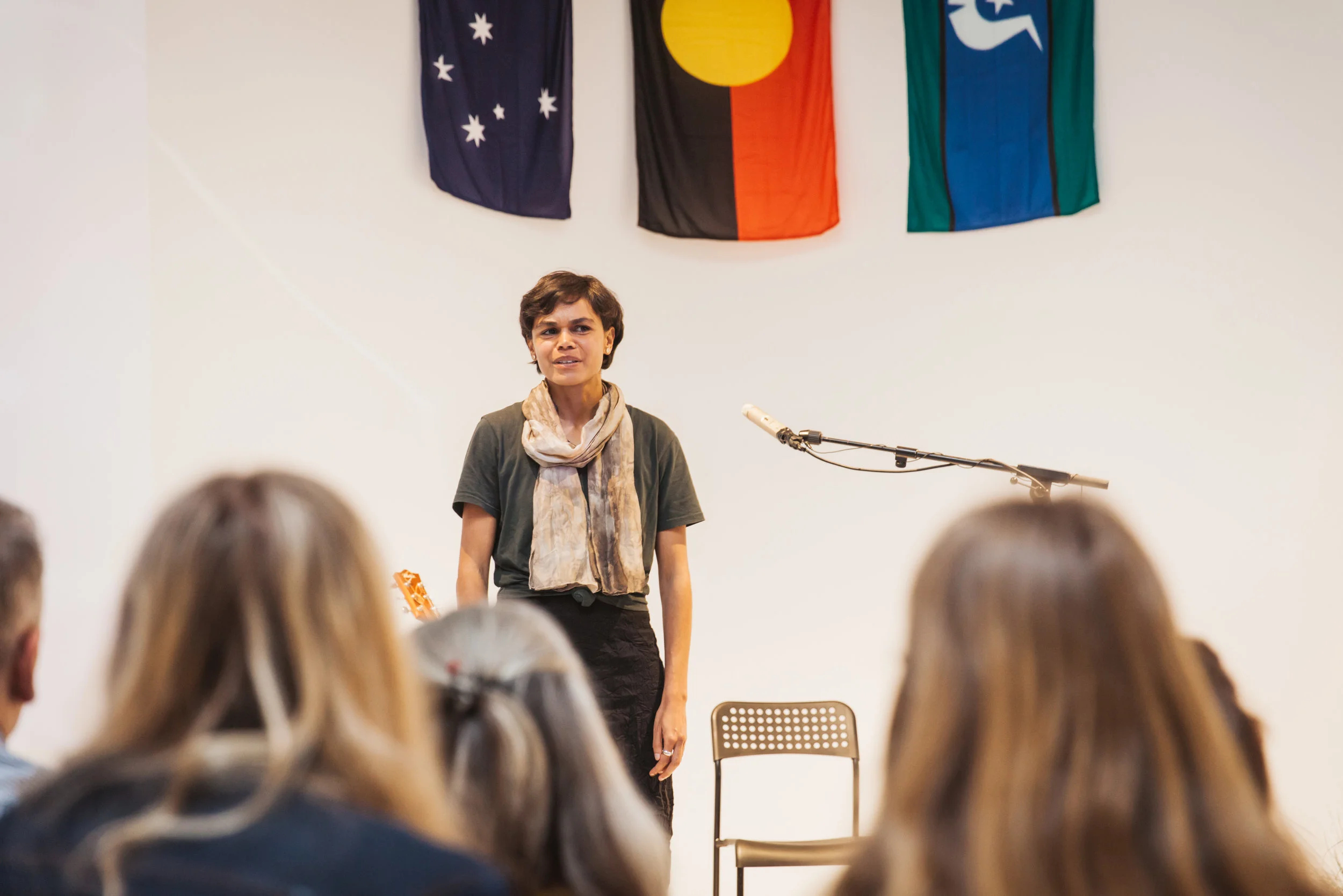 Thank you to Katie West for sharing her story and allowing us to screen 'Decolonist' at @yarnaustralia 's Narrm (Melbourne) Launch here at @merringstudio .