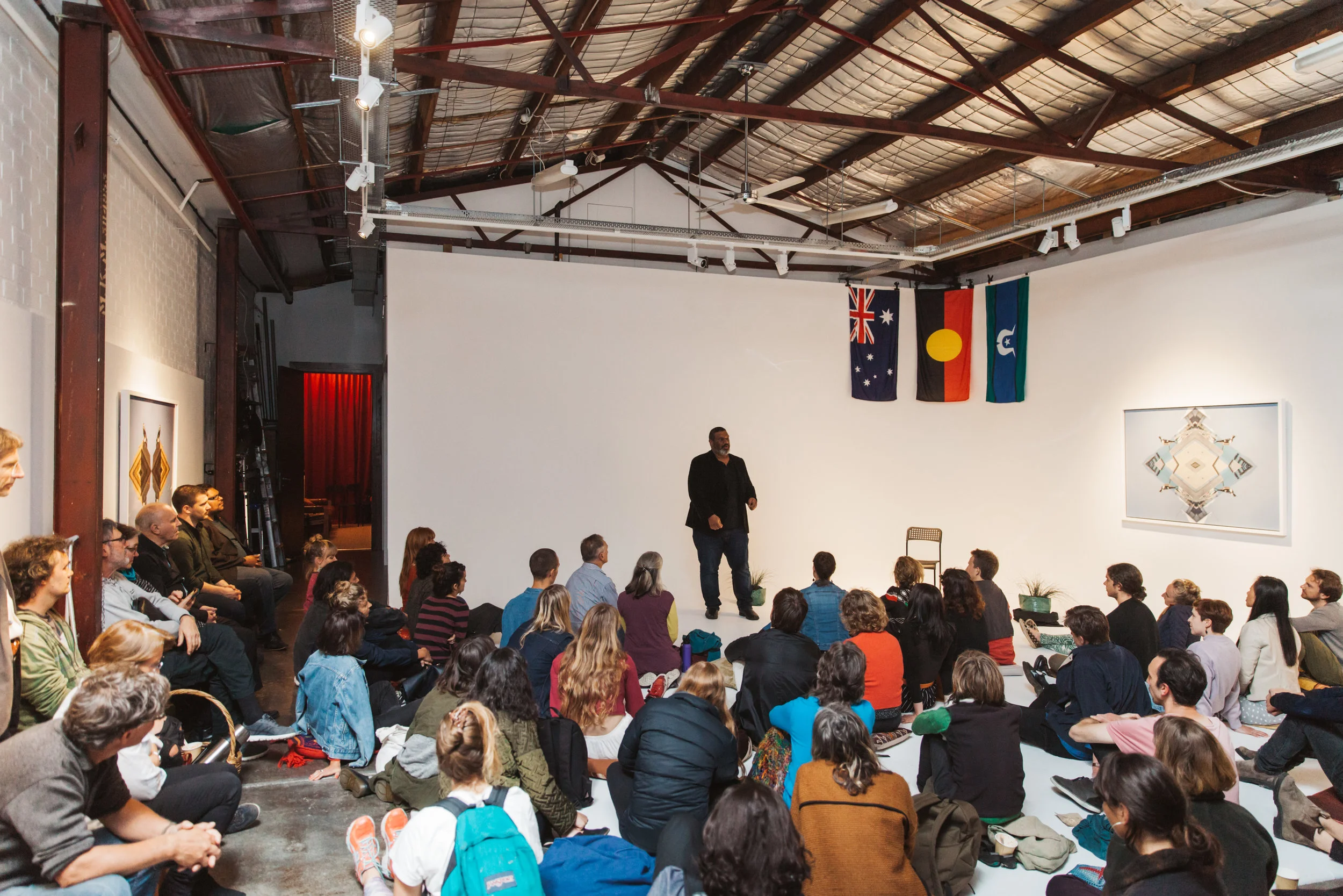 The wonderful John Wayne Parsons, a Yugarra and Ugar man, singing and speaking last night at the @yarnaustralia Narrm Melbourne Launch.