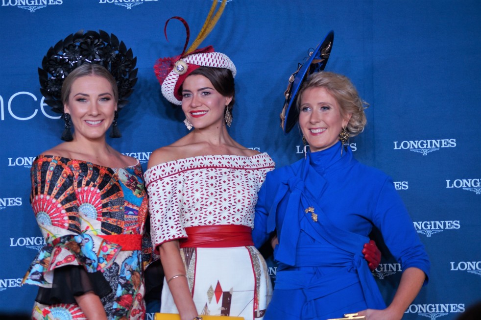 Longines Prize of Elegance Top 3 Middle - Oliviva Moor (winner) Right - Dimity Vanderpot image: Melissa Barnes of Racewear Carousel