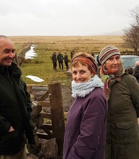 Jon Avon, Mary Colwell, Karen Lloyd on the Dartmoor Summit field trip. Photo Rob Yorke