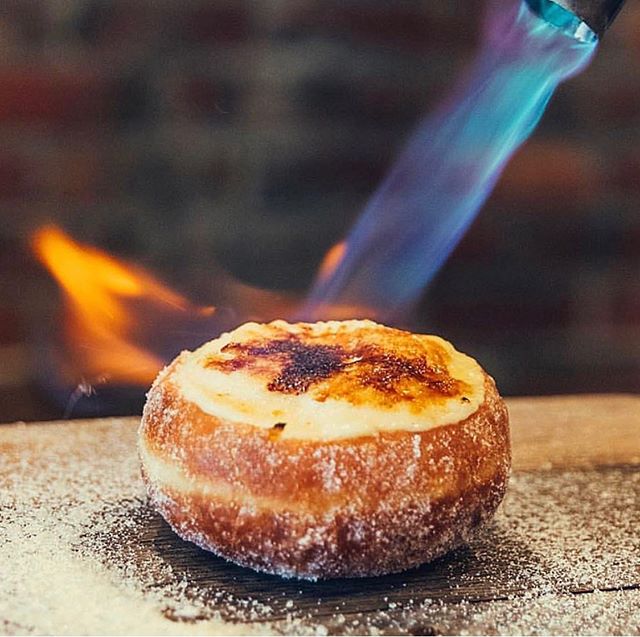 CREME BR&Ucirc;L&Eacute;E || Our Semi-Sourdough Donut, Silky Creme Custard, torched to Cracking perfection💥, baked fresh all day🤤. If you know, you know 😉.