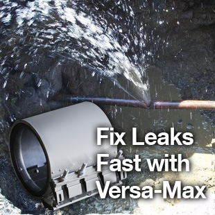Repair leaking water lines quickly and easily with the next-generation Versa-Max repair clamp/coupling.