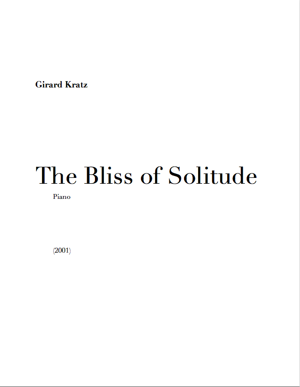 Bliss of Solitude- Score