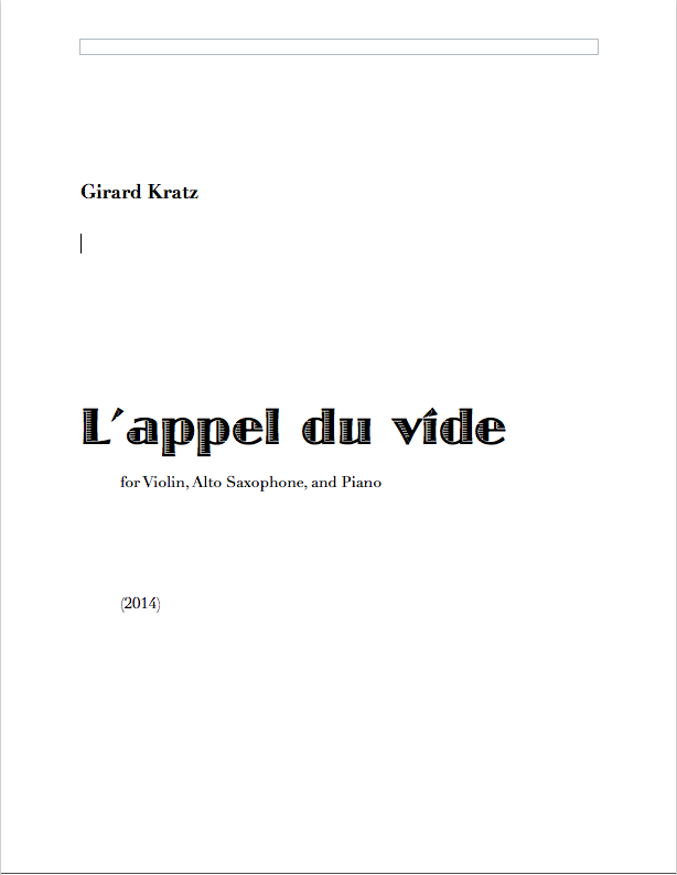 l'Appel du vide - Score