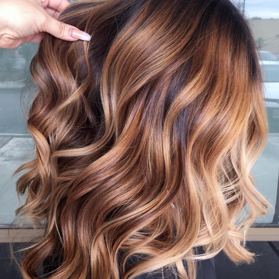 balayage miel cuivre