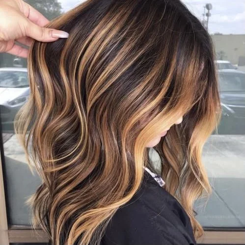 balayage blond caramel