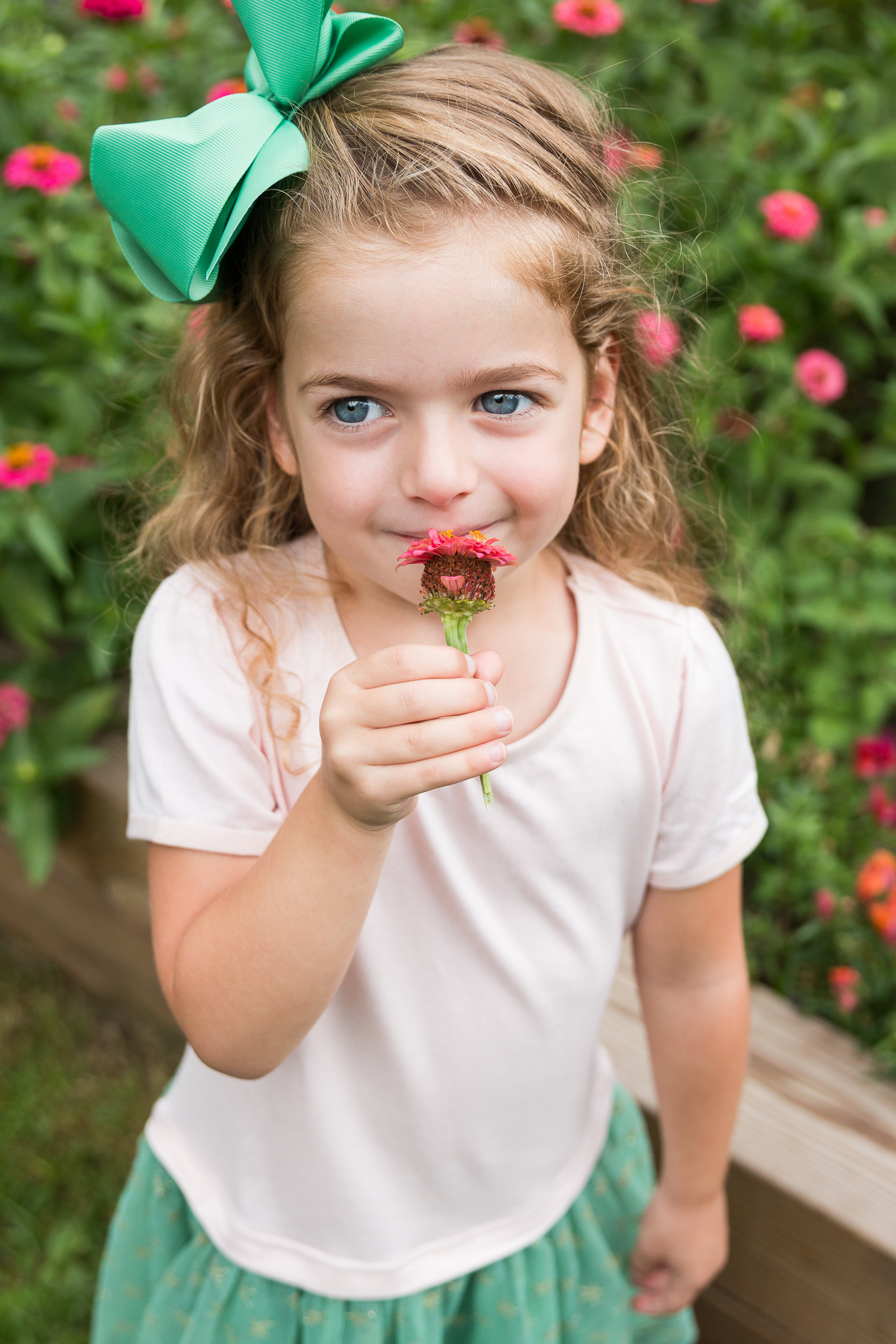  Making sure she had the perfect flower for mom 