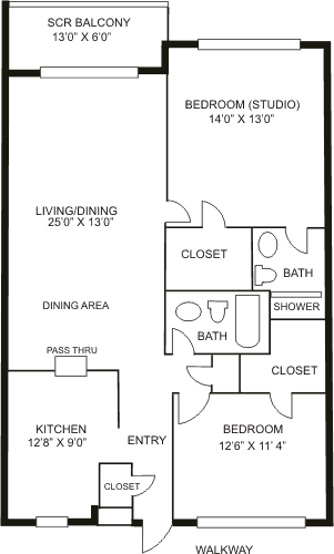 Phase 1-5 2 bedroom 2 bathroom 1170 square feet