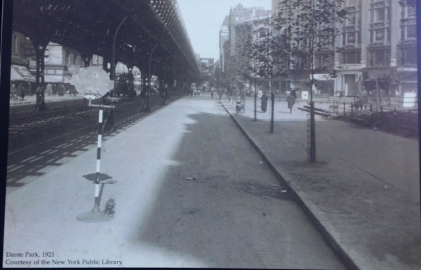 Dante Park in 1921, Courtesy of the New York Public Library