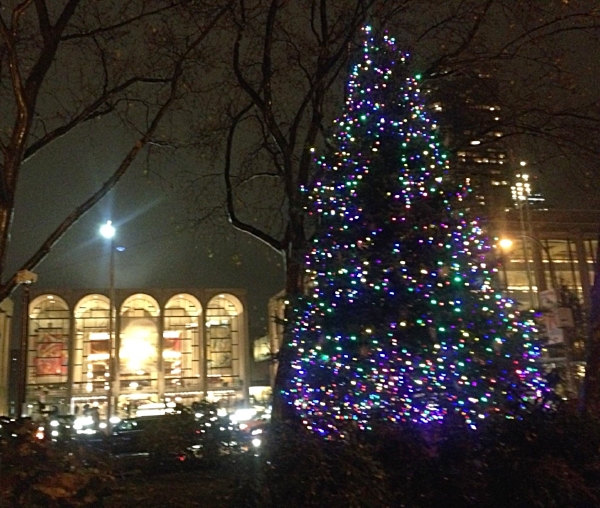 Christmas Tree with Lincoln Center across the street