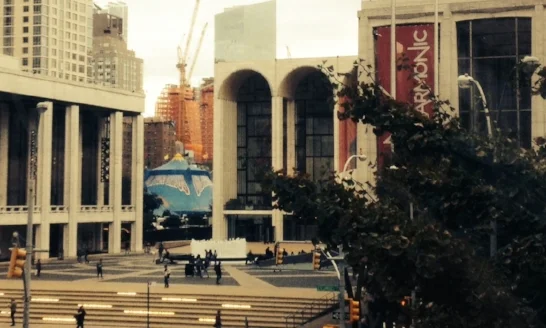 The view of Revson Fountain from Brown Harris Stevens West Side office
