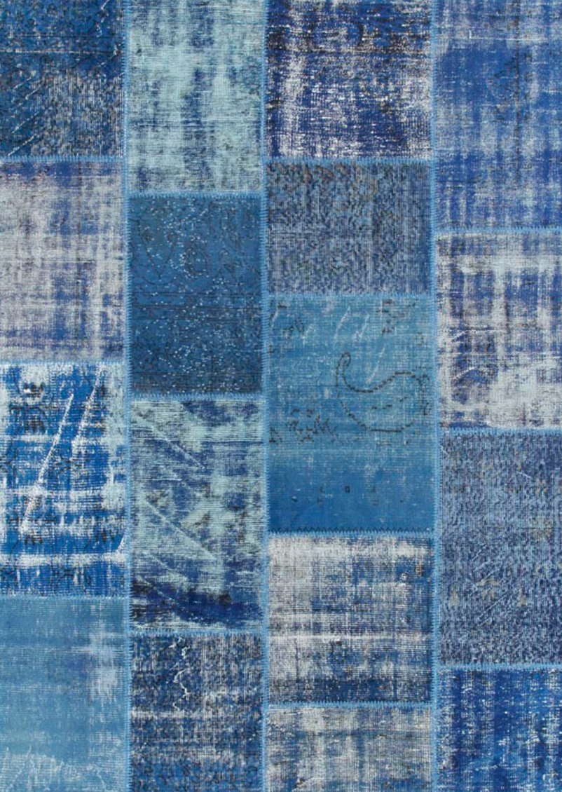 Ildiz Family Patchwork Vintage Rugs-Blues