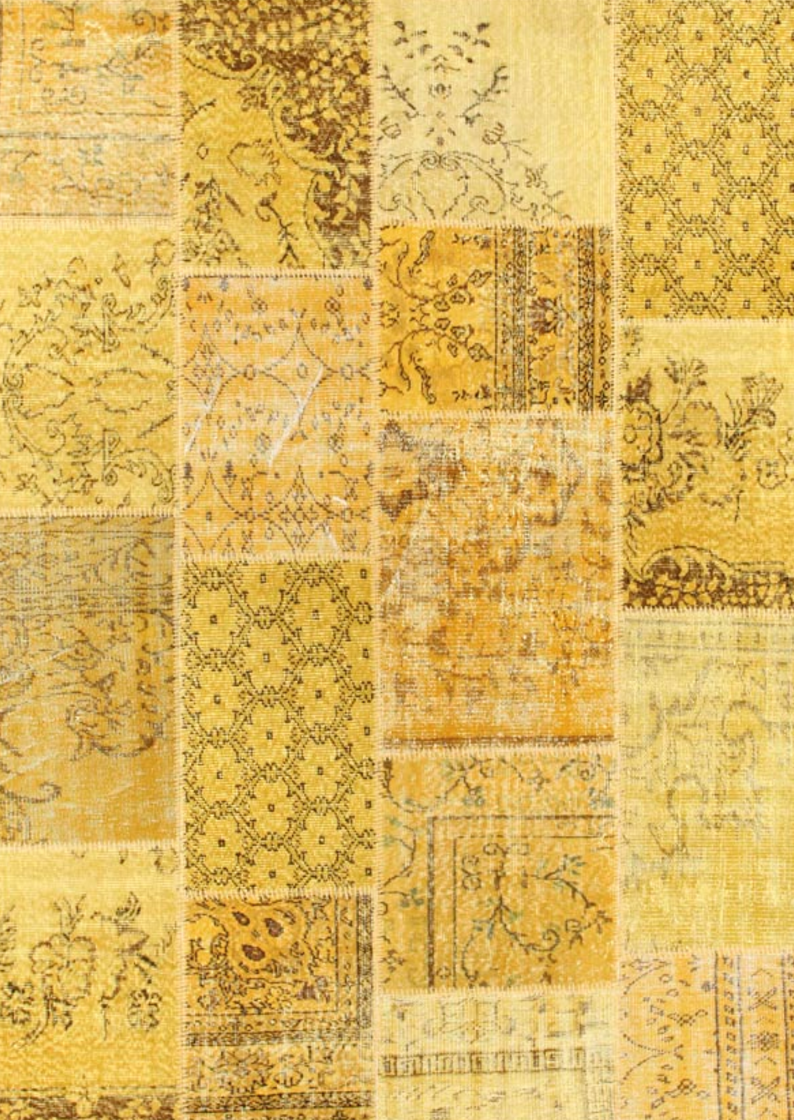 Ildiz Family Patchwork Vintage Rugs-Yellows