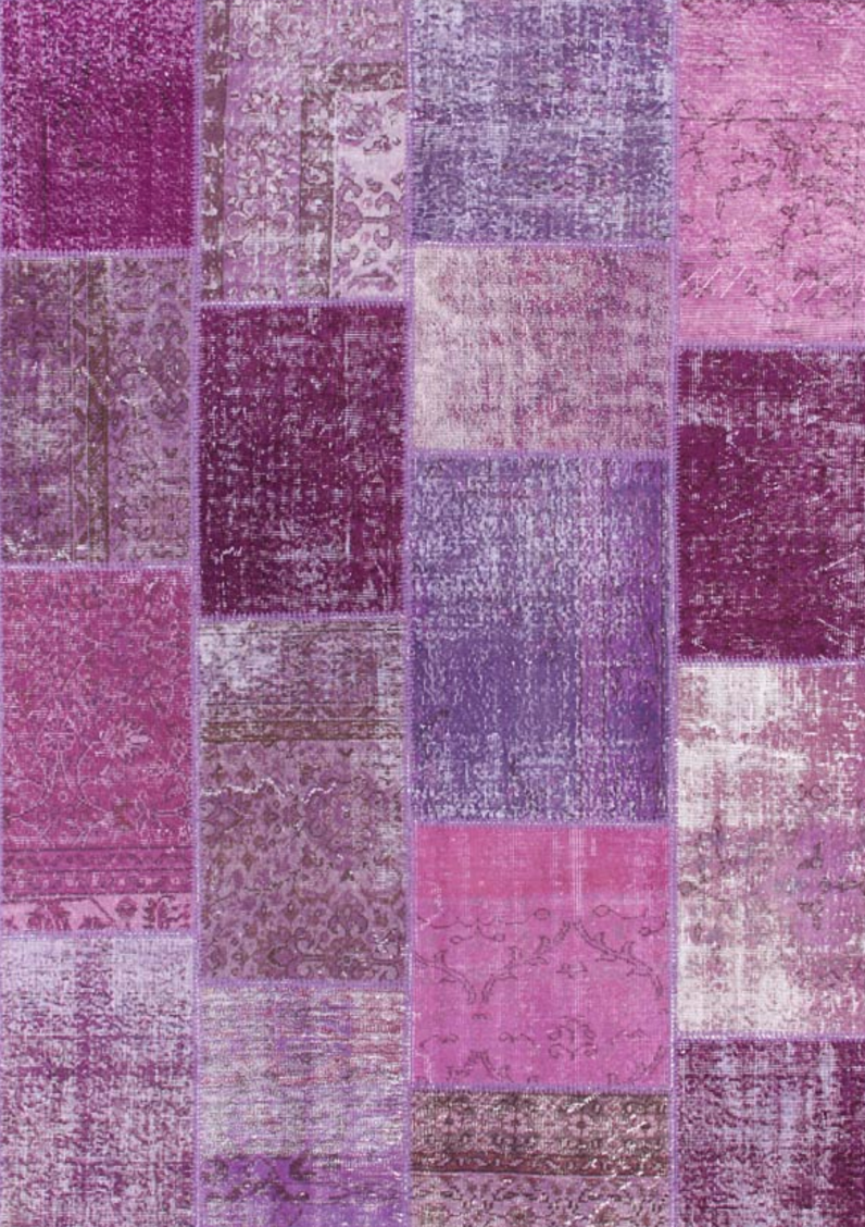 Ildiz Family Patchwork Vintage Rugs-Purples & Pinks